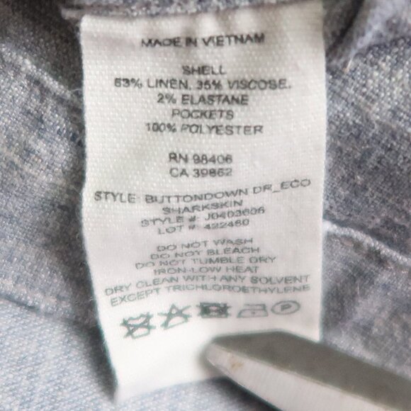 Theory Linen Gray Blue Button Down Short Sleeve Mini Shirt Dress Spring Summer S - Picture 11 of 13